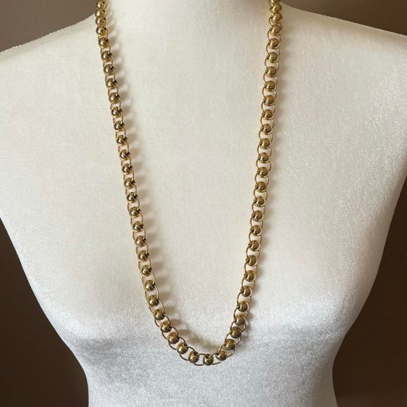 Trifari Jewelry - Vintage Trifari Gold-tone Ball and Link long Necklace